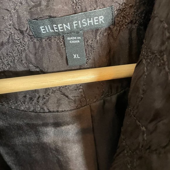 Eileen Fisher Silk Blazer Jacket Kimono Brown 3/4 Sleeve Textured Print, XL - Picture 5 of 9